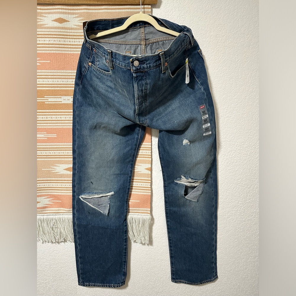 Levis 501 with distressing. Size 36x32